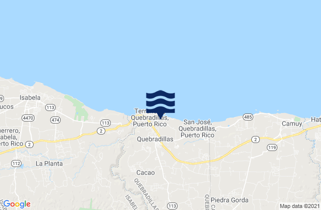 Quebradillas Barrio-Pueblo, Puerto Ricoの潮見表地図