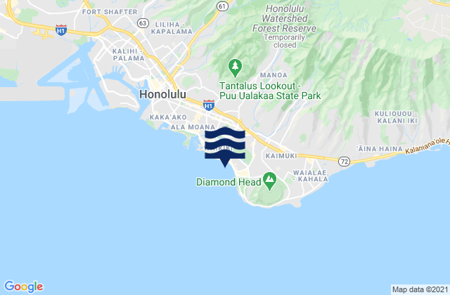 Queens/Canoes (Waikiki), United Statesの潮見表地図