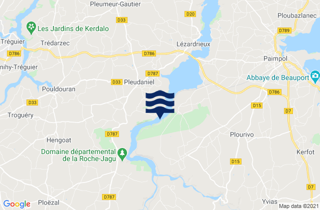 Quemper-Guézennec, Franceの潮見表地図