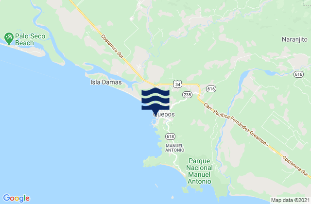 Quepos, Costa Ricaの潮見表地図