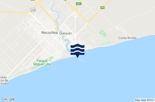 Quequen, Argentinaの潮見表地図