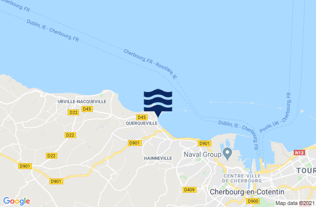 Querqueville, Franceの潮見表地図