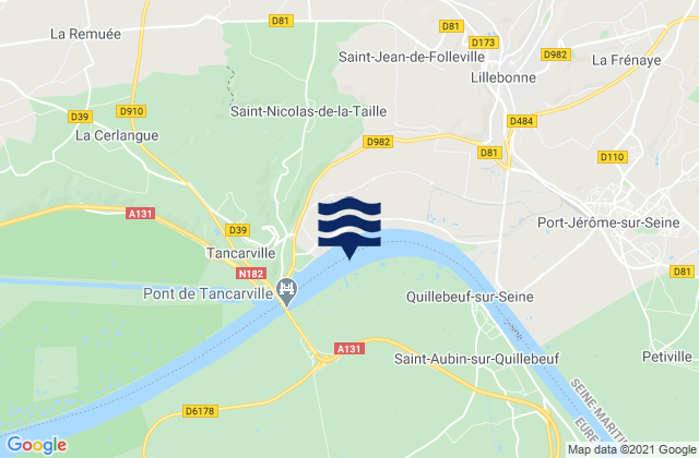 Quillebeuf-sur-Seine, Franceの潮見表地図