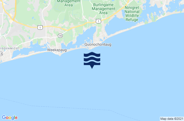 Quonochontaug Beach 1.1 miles S of, United Statesの潮見表地図