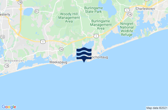 Quonochontaug Beach, United Statesの潮見表地図