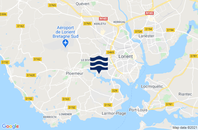 Quéven, Franceの潮見表地図
