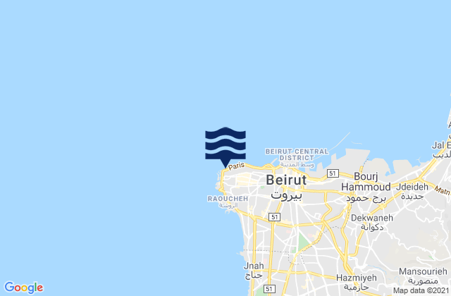 Ra's Bayrut, Lebanonの潮見表地図