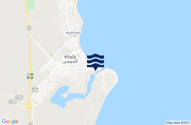 Ra's al Khafji, Saudi Arabiaの潮見表地図