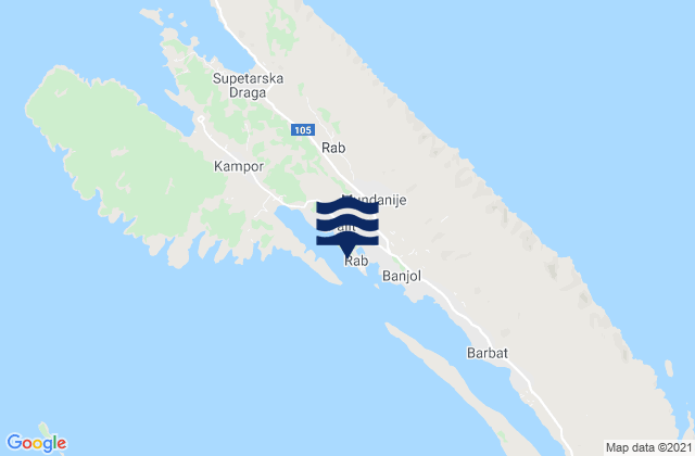 Rab, Croatiaの潮見表地図