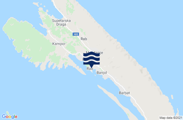 Rab, Croatiaの潮見表地図