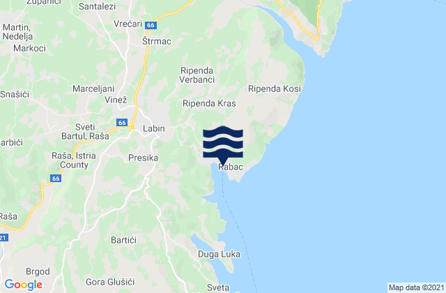 Rabac, Croatiaの潮見表地図