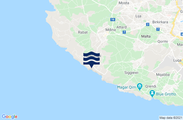 Rabat, Maltaの潮見表地図