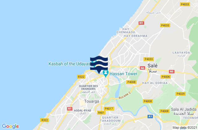 Rabat, Moroccoの潮見表地図