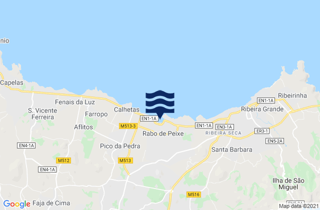 Rabo de Peixe, Portugalの潮見表地図