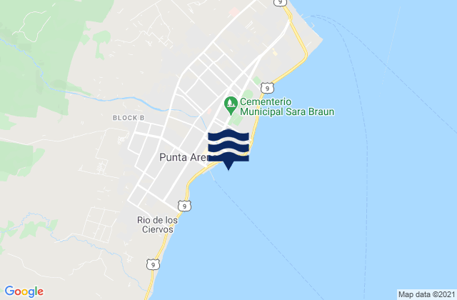 Rada Punta Arenas, Chileの潮見表地図