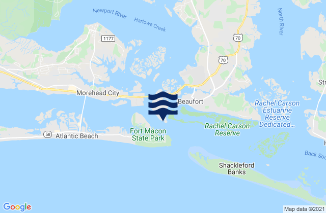 Radio Island E of, United Statesの潮見表地図