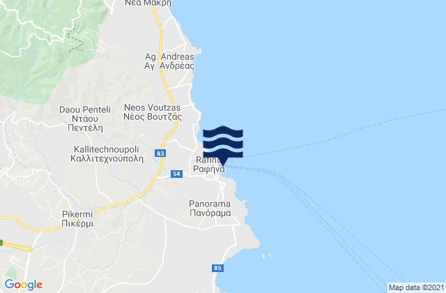 Rafína, Greeceの潮見表地図