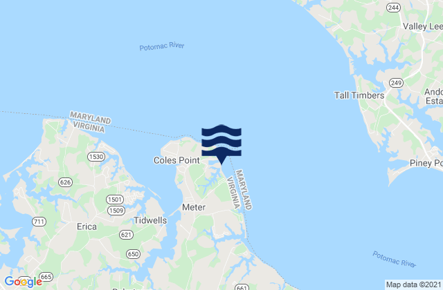 Ragged Point Coles Neck Va., United Statesの潮見表地図