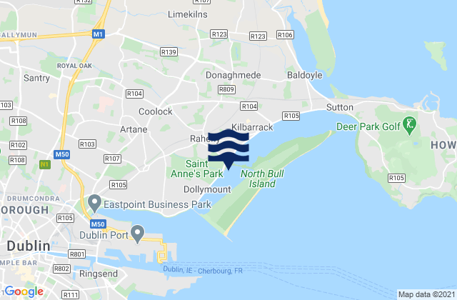 Raheny, Irelandの潮見表地図