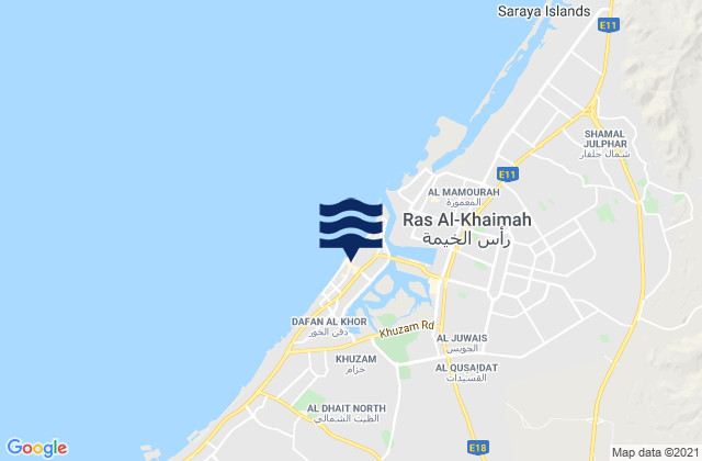 Ras Al Khaimah City, United Arab Emiratesの潮見表地図