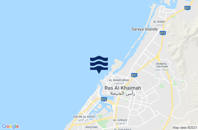 Ras al Khaymah, Iranの潮見表地図