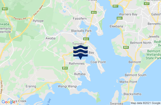 Rathmines, Australiaの潮見表地図