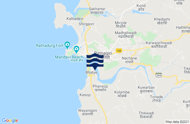 Ratnagiri Bay, Indiaの潮見表地図