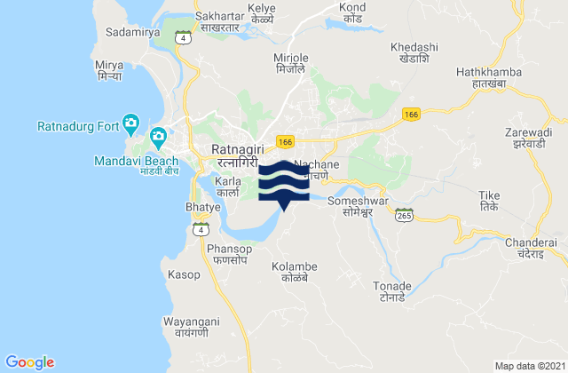 Ratnagiri, Indiaの潮見表地図