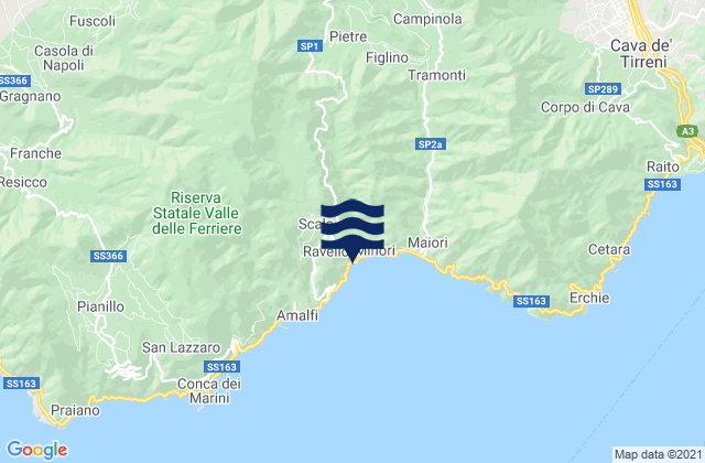Ravello, Italyの潮見表地図