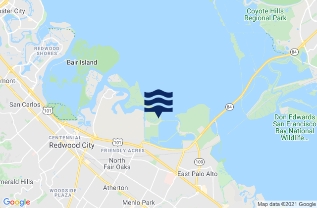 Ravenswood Slough, United Statesの潮見表地図