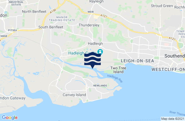 Rayleigh, United Kingdomの潮見表地図