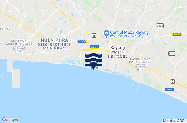 Rayong, Thailandの潮見表地図