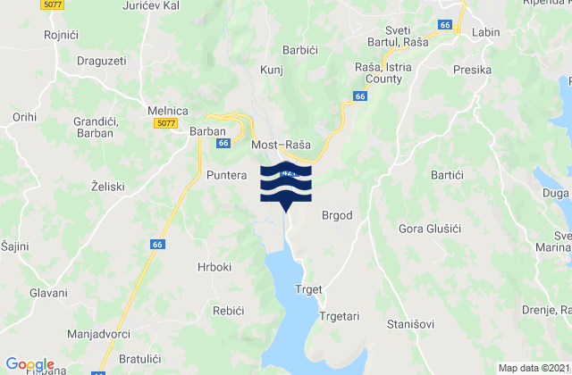 Raša, Croatiaの潮見表地図