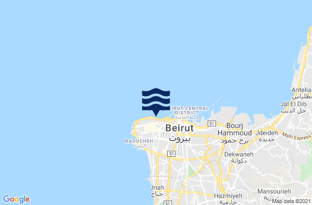 Ra’s Bayrūt, Lebanonの潮見表地図