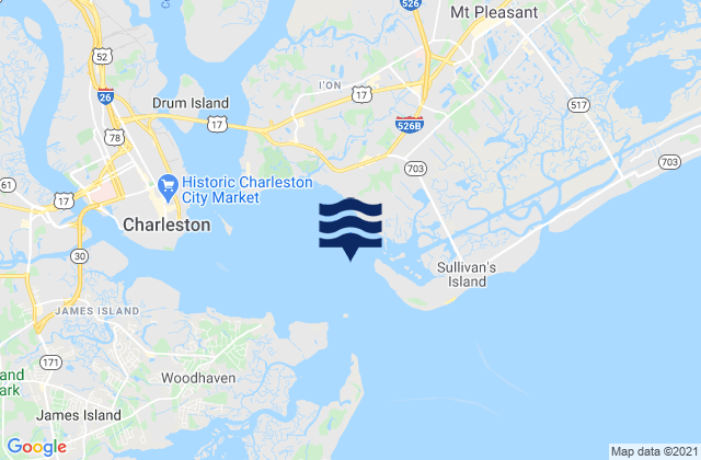Rebellion Reach 0.8 n.mi. N. of Ft. Sumter, United Statesの潮見表地図