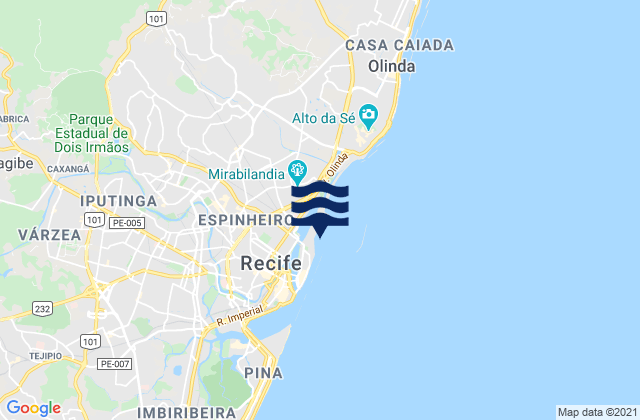 Recife, Brazilの潮見表地図