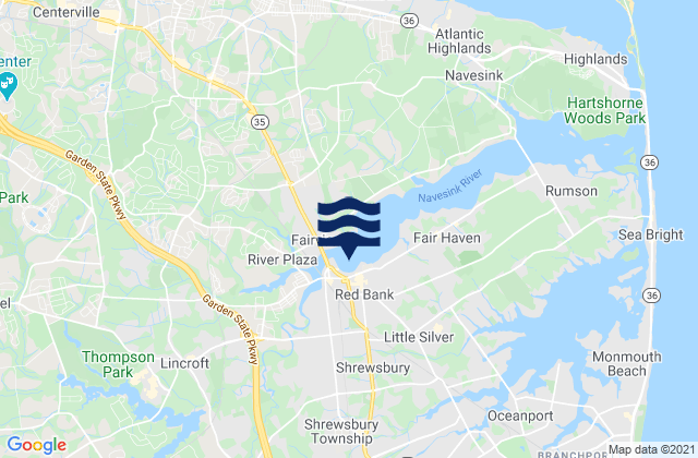 Red Bank, United Statesの潮見表地図