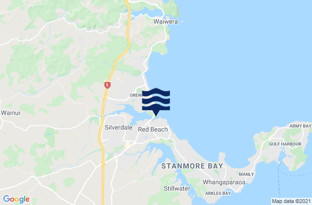 Red Beach, New Zealandの潮見表地図