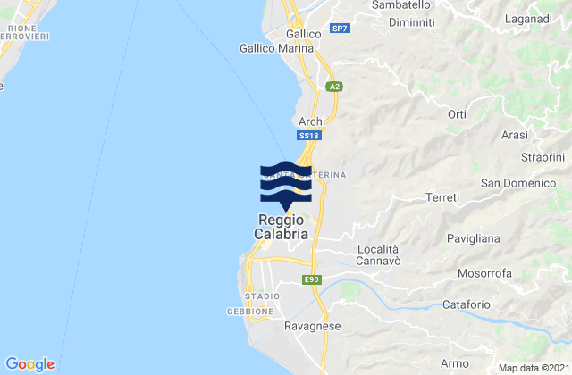 Reggio Calabria, Italyの潮見表地図