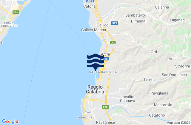 Reggio di Calabria, Italyの潮見表地図