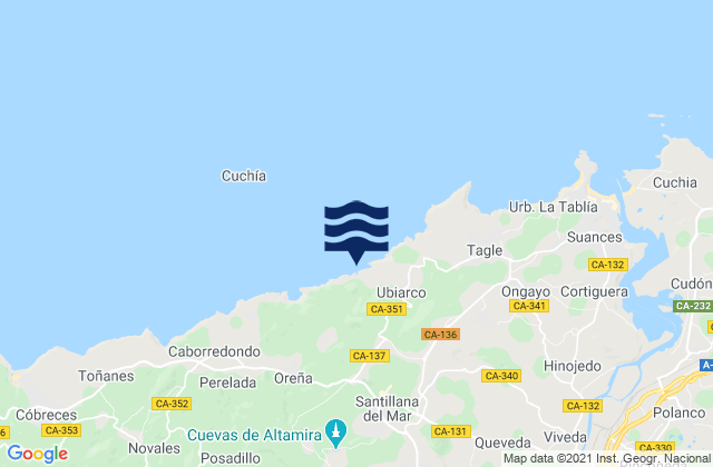 Reocín, Spainの潮見表地図