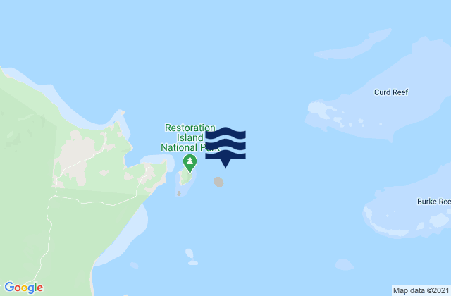 Restoration Island, Australiaの潮見表地図