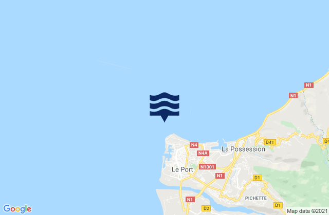 Reunion Island, Reunionの潮見表地図