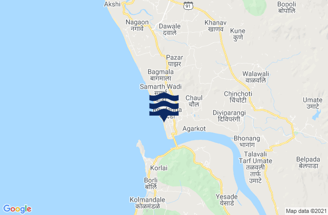 Revadanda, Indiaの潮見表地図