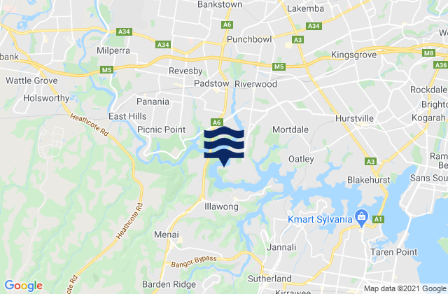 Revesby, Australiaの潮見表地図