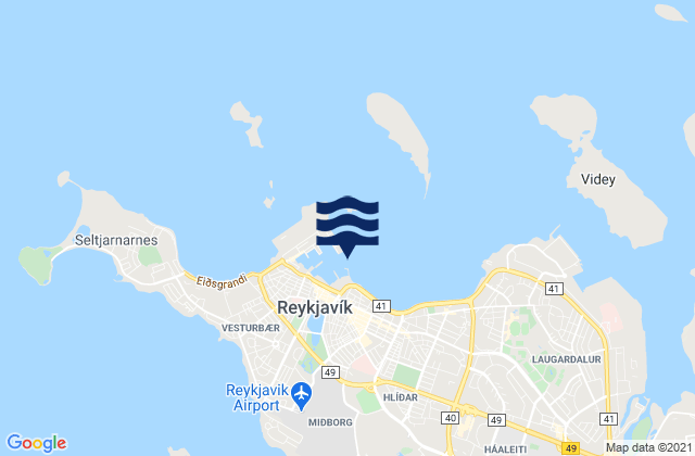 Reykjavik, Icelandの潮見表地図