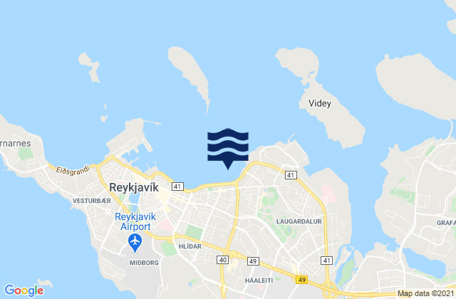 Reykjavík, Icelandの潮見表地図