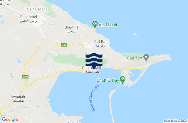 Rhar el Melah, Tunisiaの潮見表地図
