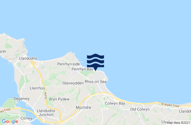 Rhos-on-Sea, United Kingdomの潮見表地図