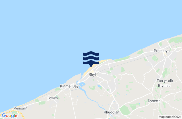 Rhyl Beach, United Kingdomの潮見表地図